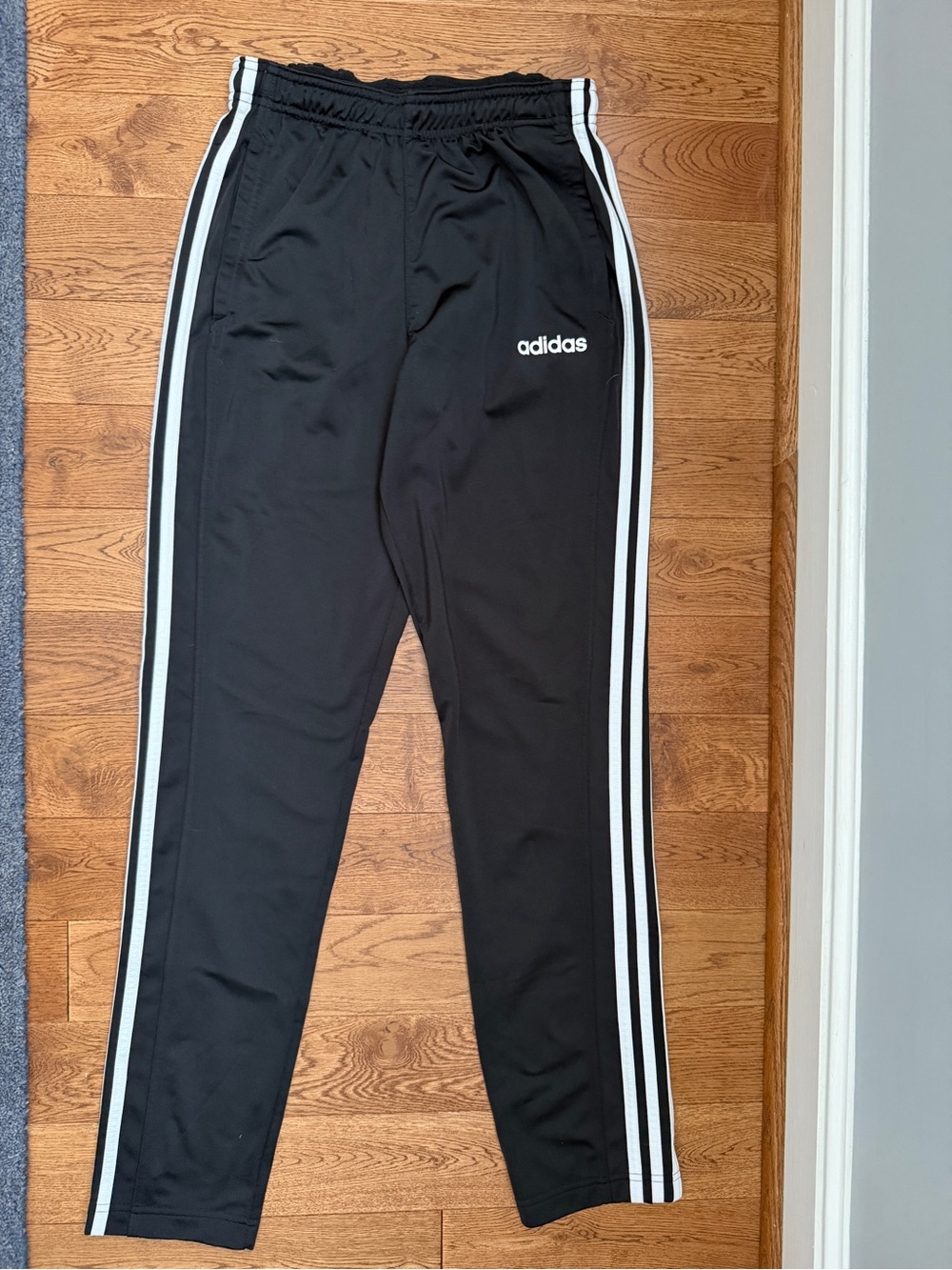 adidas Black Track Pants with White Stripes